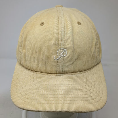 Primitive Baseball Cap Beige One Size Corduroy Hat Leather Strap Embroidered