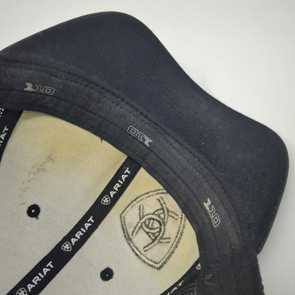 Ariat Trucker Hat Black One Size Snapback Embroidered Shield Logo Mesh Back 110