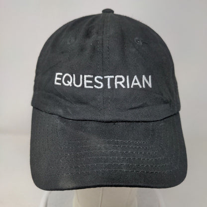 Equestrian Slideback Hat Black One Size Adjustable Embroidered 6 Panel DALIX