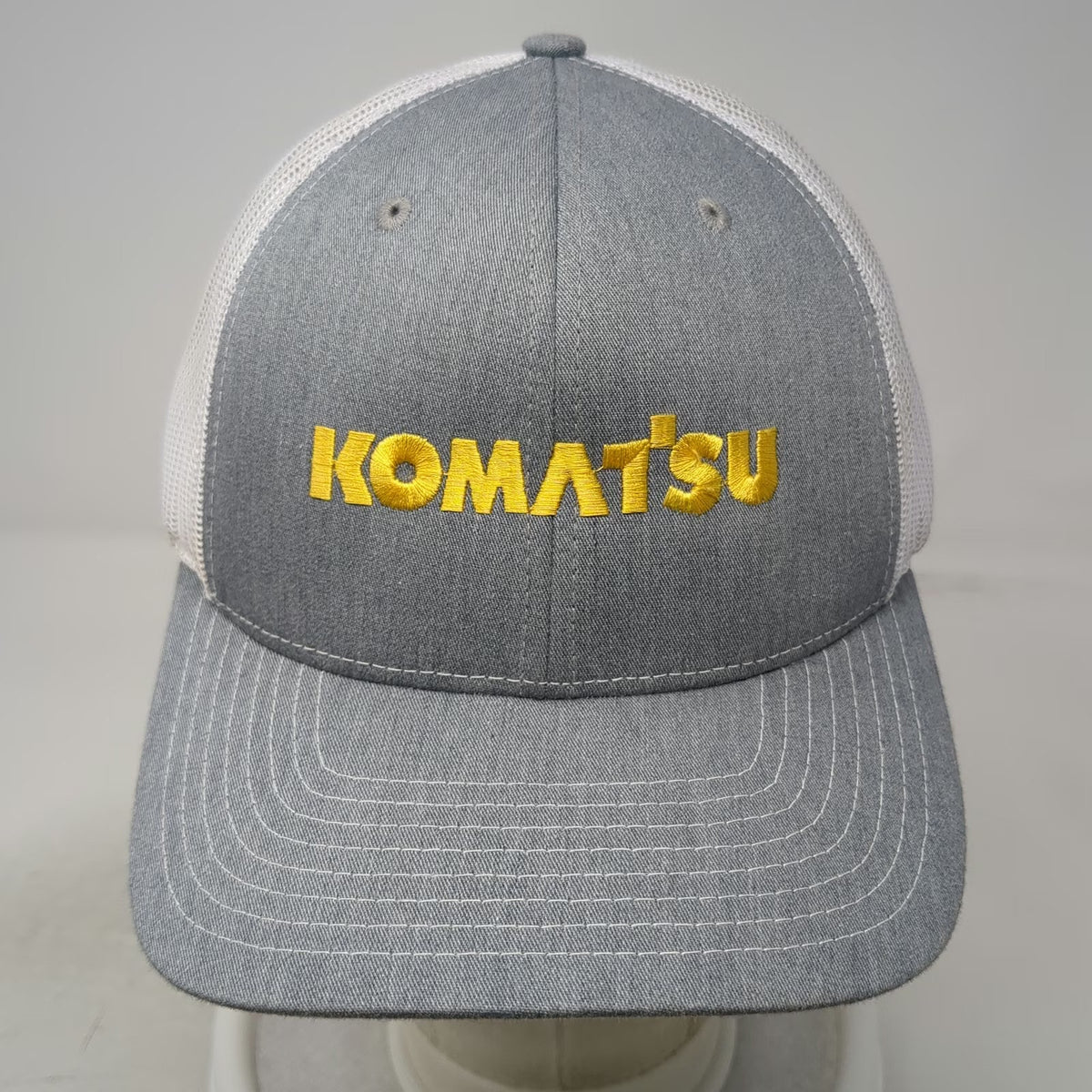 Richardson Baseball Cap Gray One Size Komatsu Mesh Snapback Trucker Logo Hat