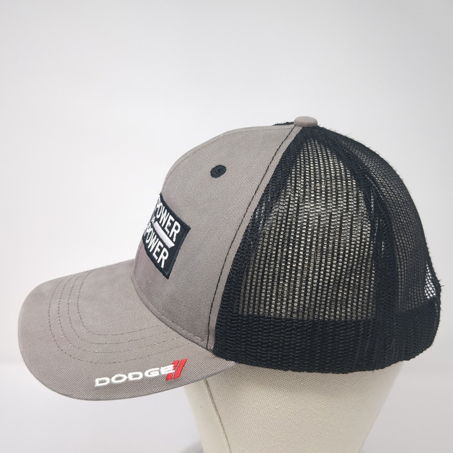 Horsepower Is Our Superpower Snapback Trucker Hat Gray One Size Mesh Back