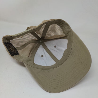 ABC Supply Co. Inc Snapback Mesh Back Trucker Hat Tan One Size Leather Patch