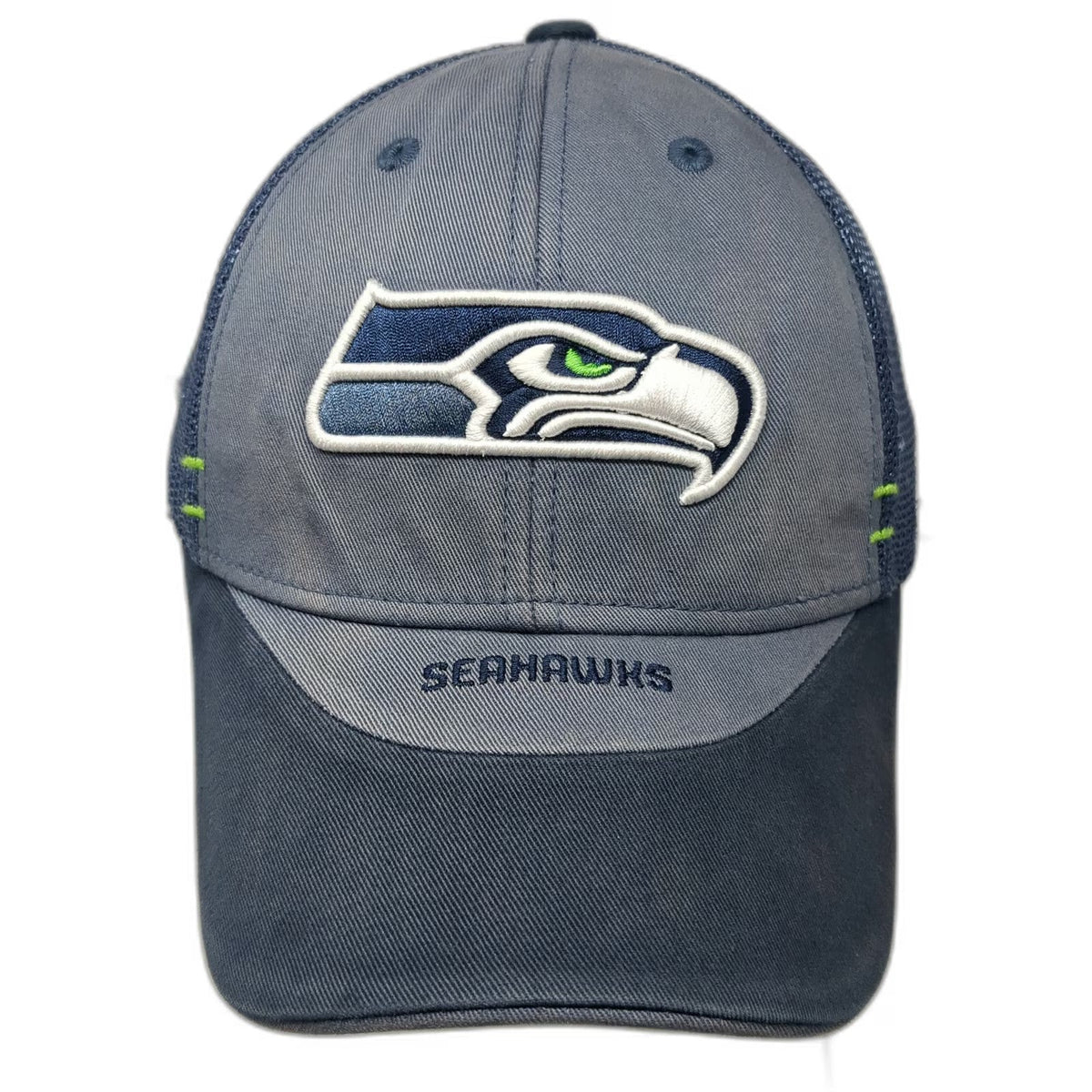 Seattle Seahawks NFL Reebok Cap Blue One Size Mesh Back Curved Brim Logo Shield