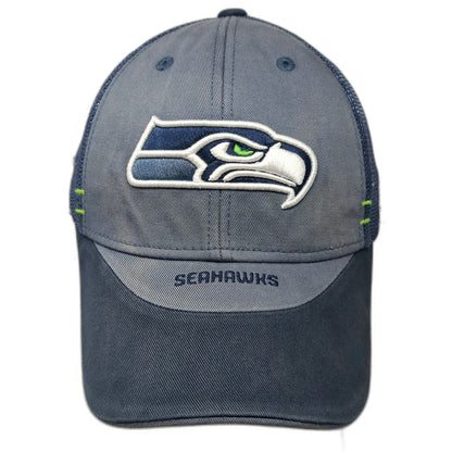 Seattle Seahawks NFL Reebok Cap Blue One Size Mesh Back Curved Brim Logo Shield