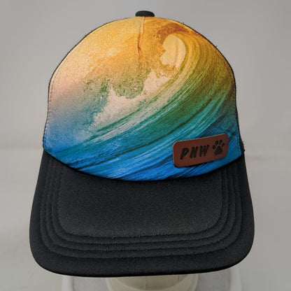 Port Authority Trucker Hat Black Blue Wave Graphic One Size PNW Paw Patch Hat