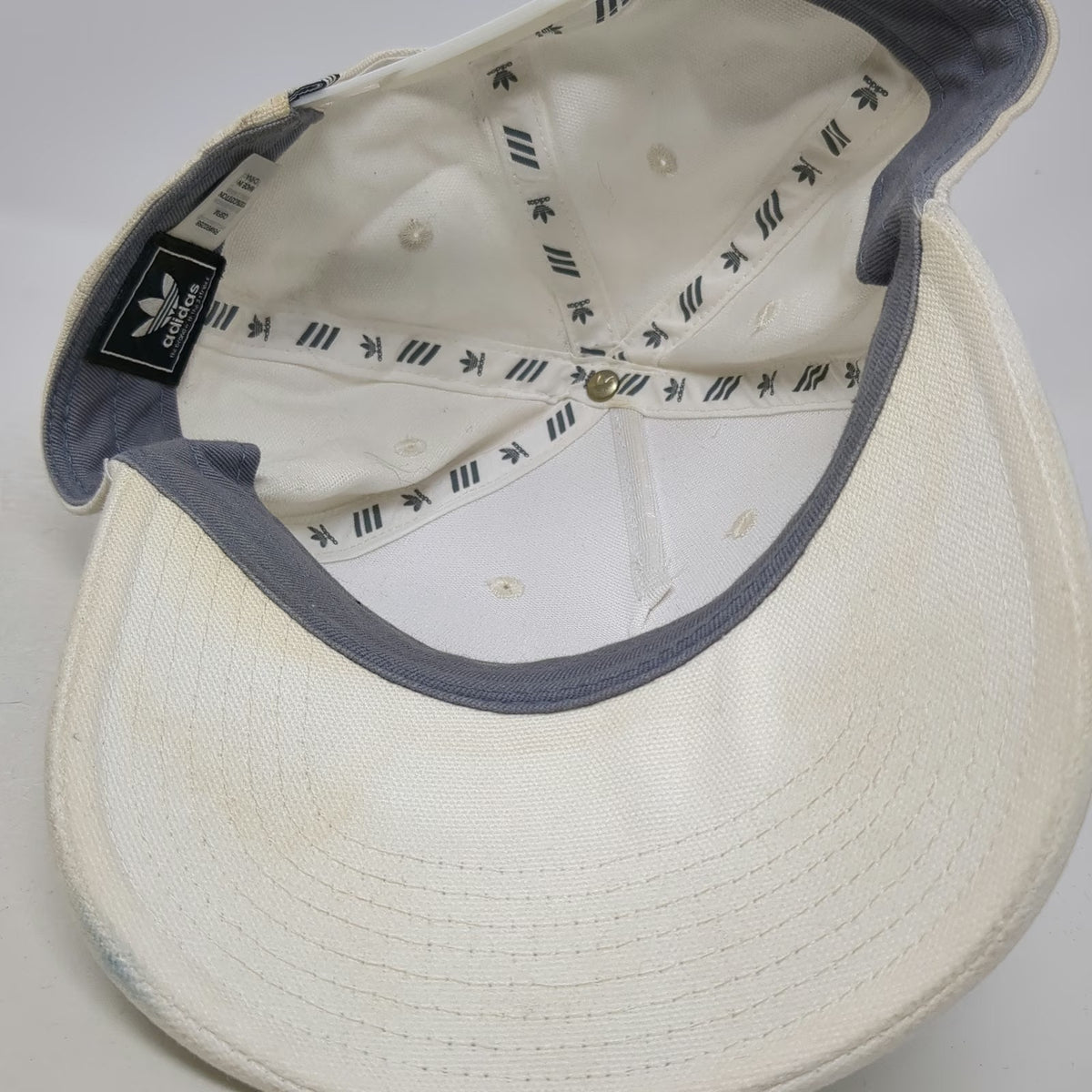 Adidas 5 Panel White Hat One Size Snapback Trefoil Logo Patch Cotton Athletic