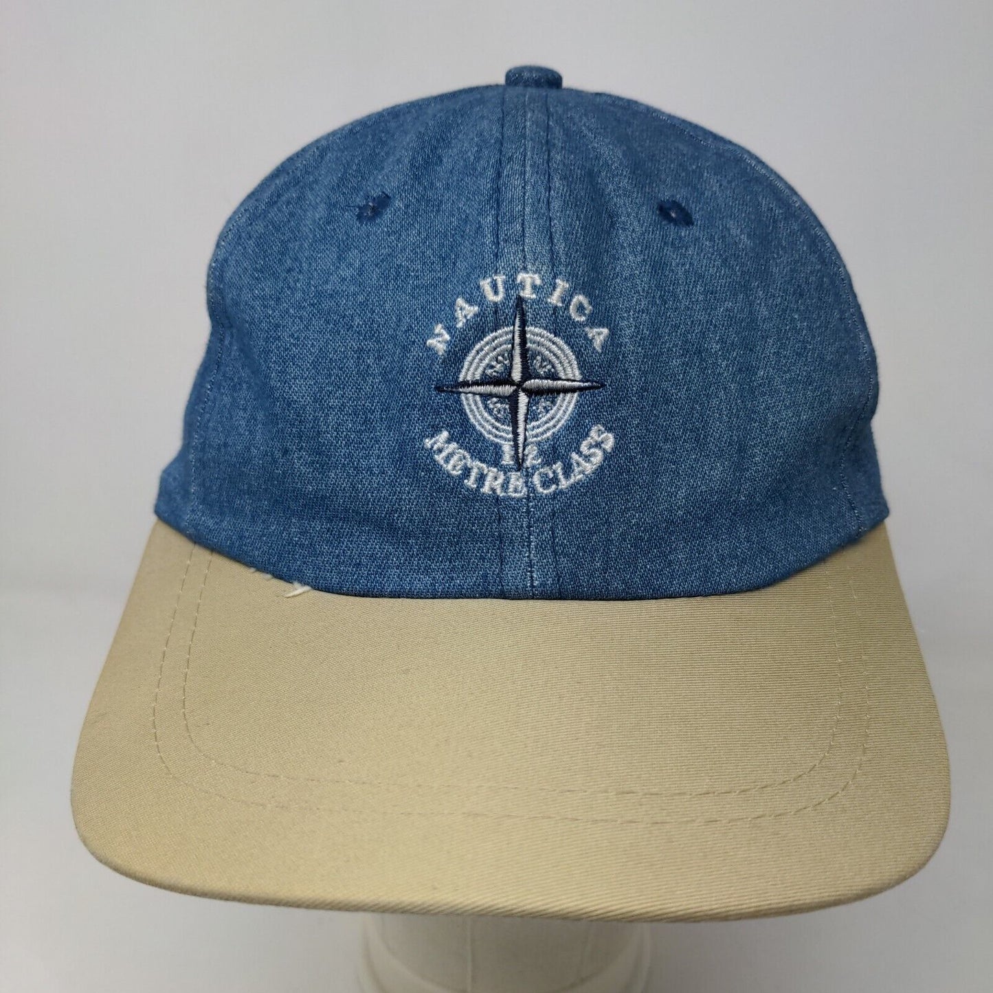 Nautica Men's Slideback Hat Blue Embroidered 12 Metre Class Compass Logo Cotton