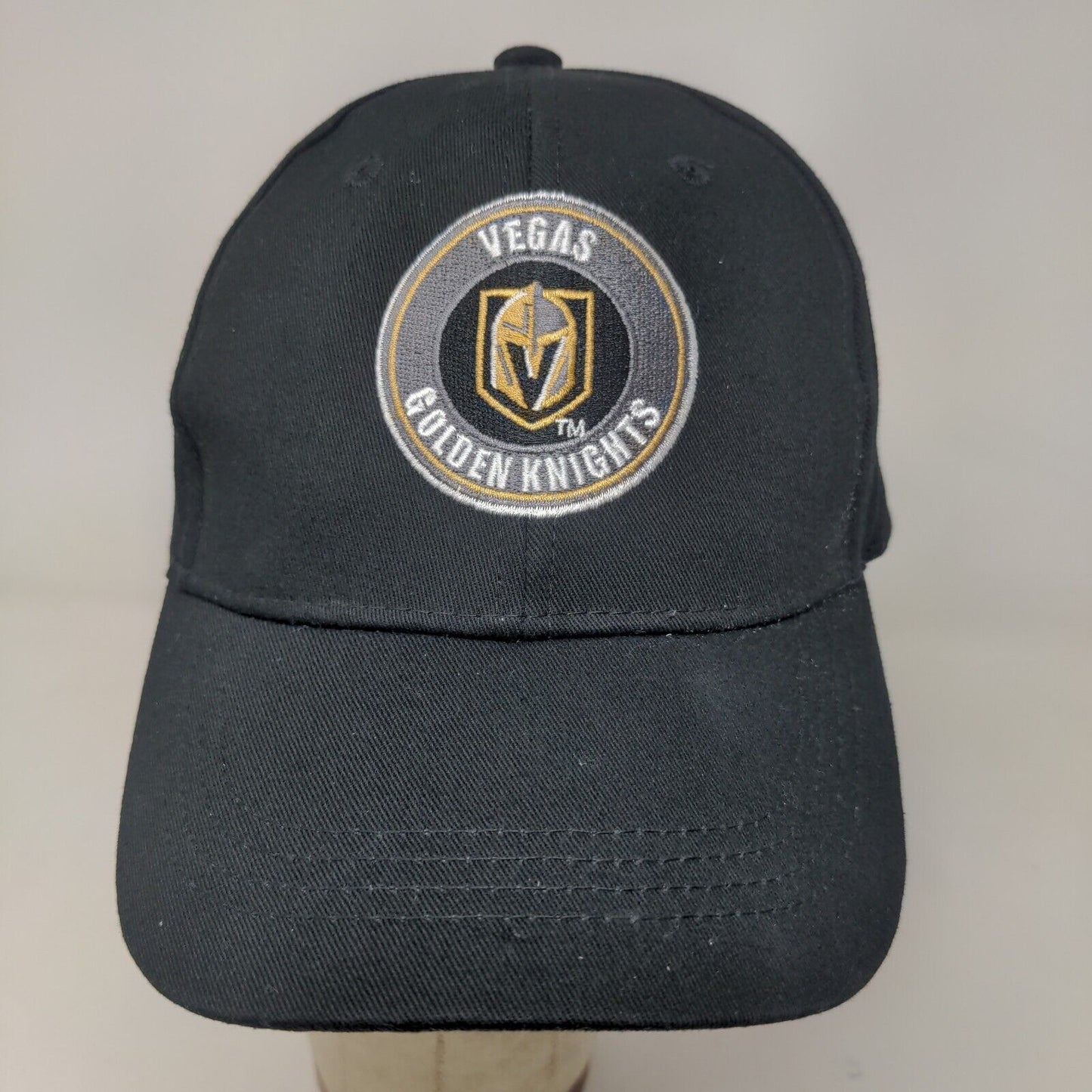 Station Casino's Men's Strapback Hat Black Las Vegas Golden Knights Embroidered