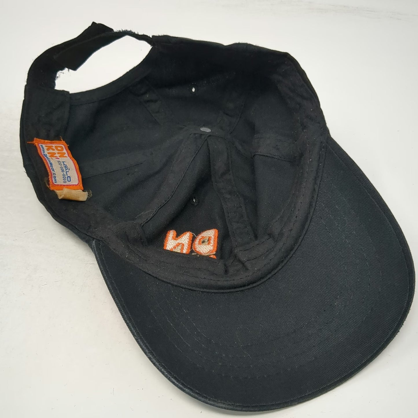 Dunkin' Baseball Cap Black One Size DNKN Embroidered Logo Pink Tab Strapback Hat