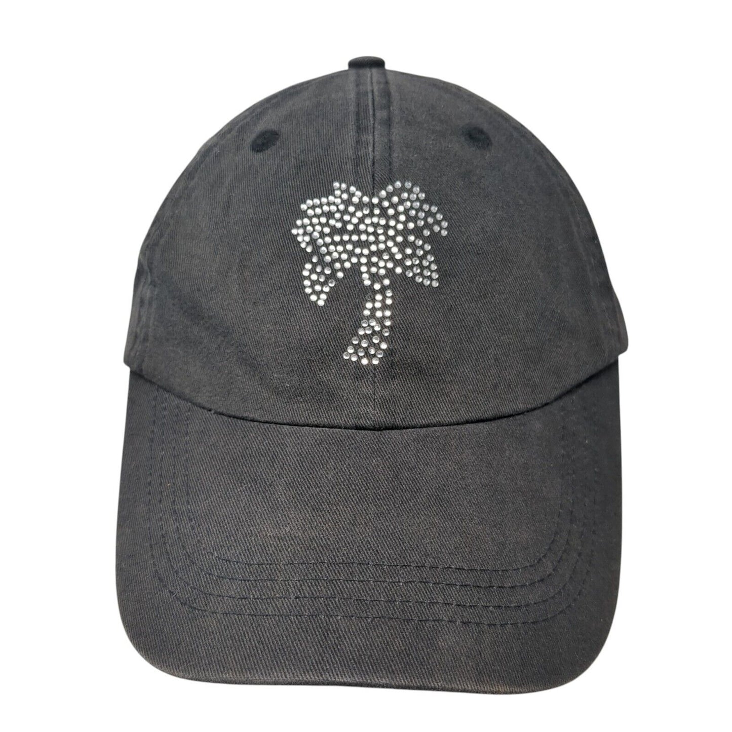 Palm Tree Fitted Hat Black One Size Rhinestone Bling Gear For Sports