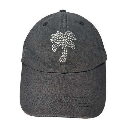 Palm Tree Fitted Hat Black One Size Rhinestone Bling Gear For Sports