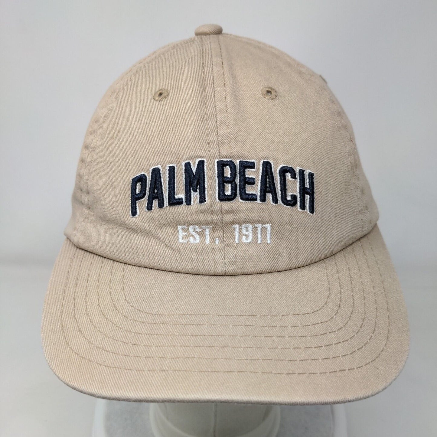 Palm Beach Slideback Hat Tan One Size Adjustable Embroidered E by Elidan