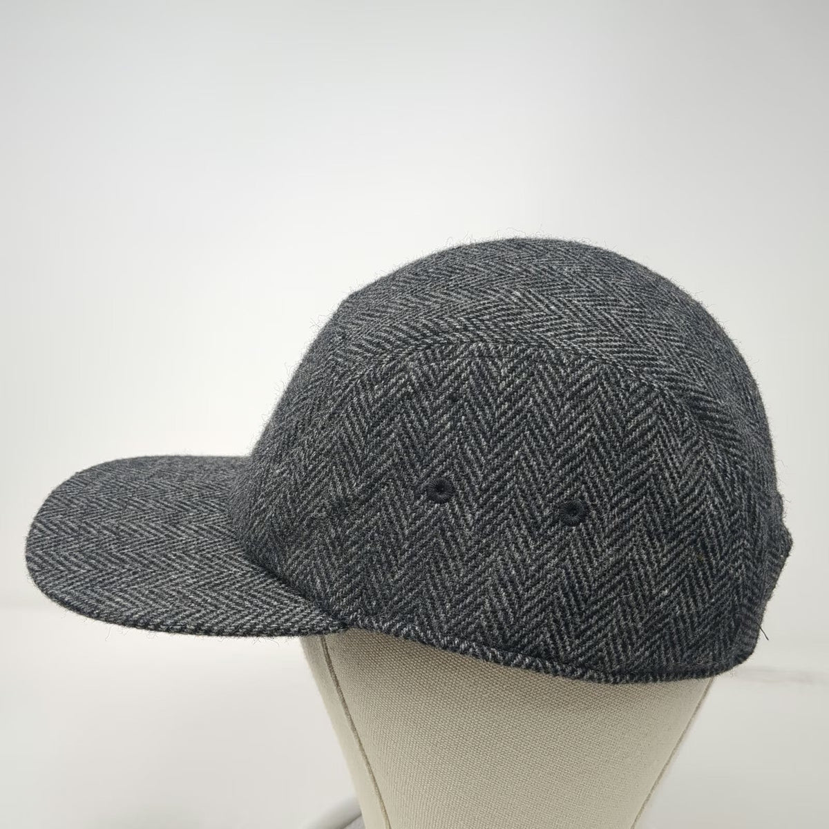 Storied Hats 5 Panel Gray XL Herringbone Recycled Wool Slideback Hat Strap