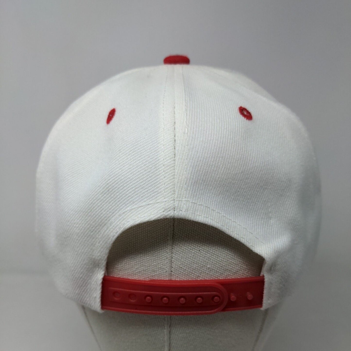 Premium Headwear Men's Snapback Trucker Hat White Red Embroidered Logo