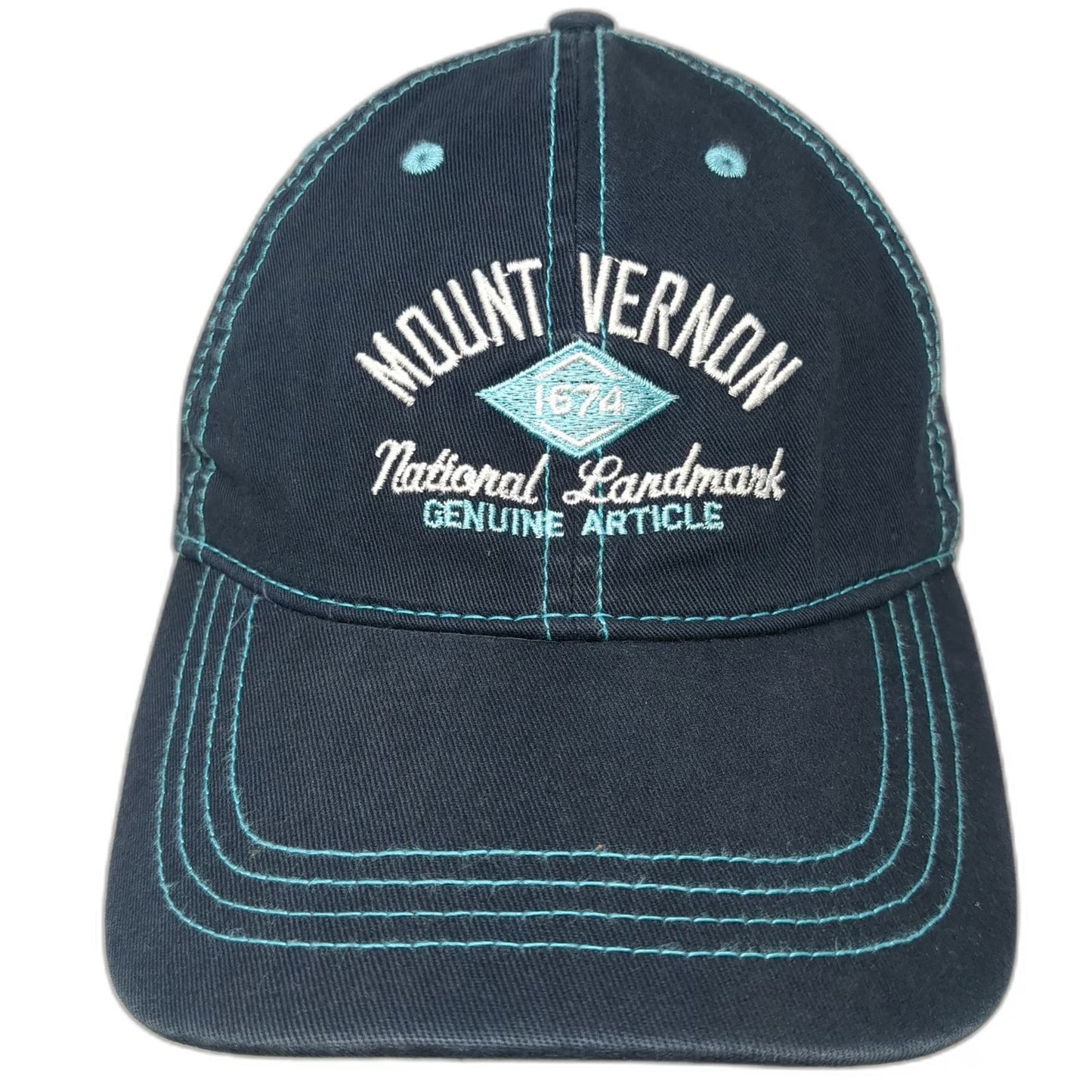 Prairie Mountain Blue One Size Baseball Cap Hat Mount Vernon Contrast Stitch