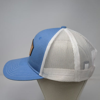 Port Authority Trucker Hat Blue White One Size Saltwater Cowboys Leather Patch