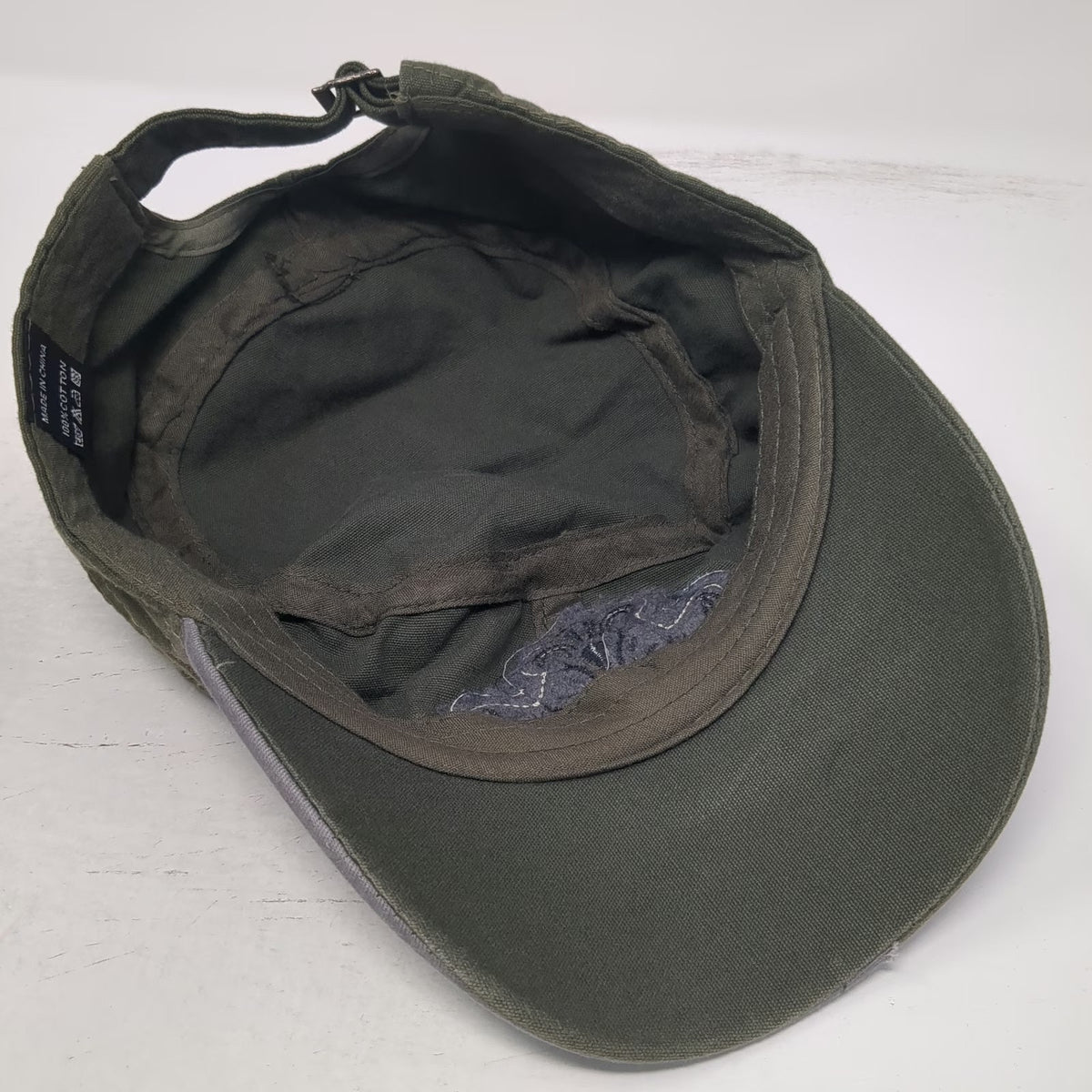 Army Cap Green One Size Distressed Cross Rhinestone Studs Fleur De Lis Wing Hat