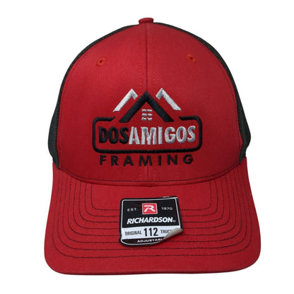 Dos Amigos Framing Snapback Trucker Hat Red One Size Adjustable Mesh Back