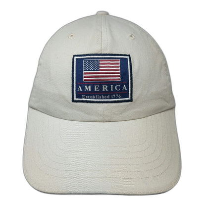 West Marine Baseball Cap Beige One Size America Flag Patch Established 1776 Hat