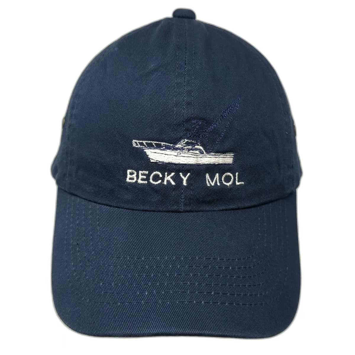 Broner Baseball Cap Blue One Size Boat Embroidery Cotton Strapback Hat Fishing