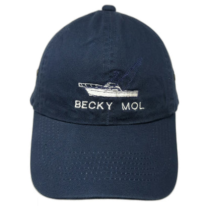 Broner Baseball Cap Blue One Size Boat Embroidery Cotton Strapback Hat Fishing