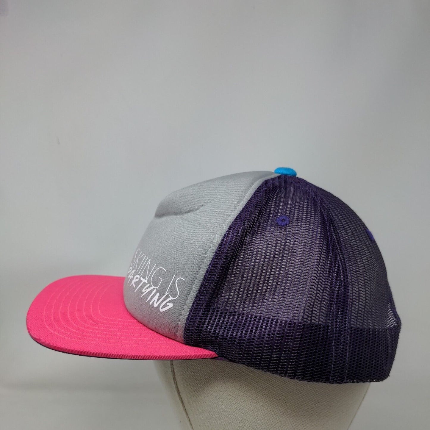 Skiing is Partying Snapback Trucker Hat Multicolor OS Mesh Back Crush Groovin