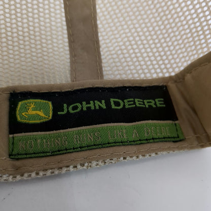 John Deere Trucker Hat Beige One Size Mesh Back Snapback Logo K-Products Work