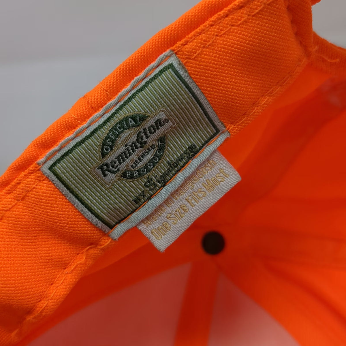 Remington Baseball Cap Orange One Size Blaze Hunting Raised Logo Field Hat Strap