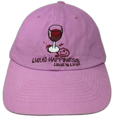 The Mountain Baseball Cap Pink One Size Liquid Happiness Wine Is Life Logo Hat