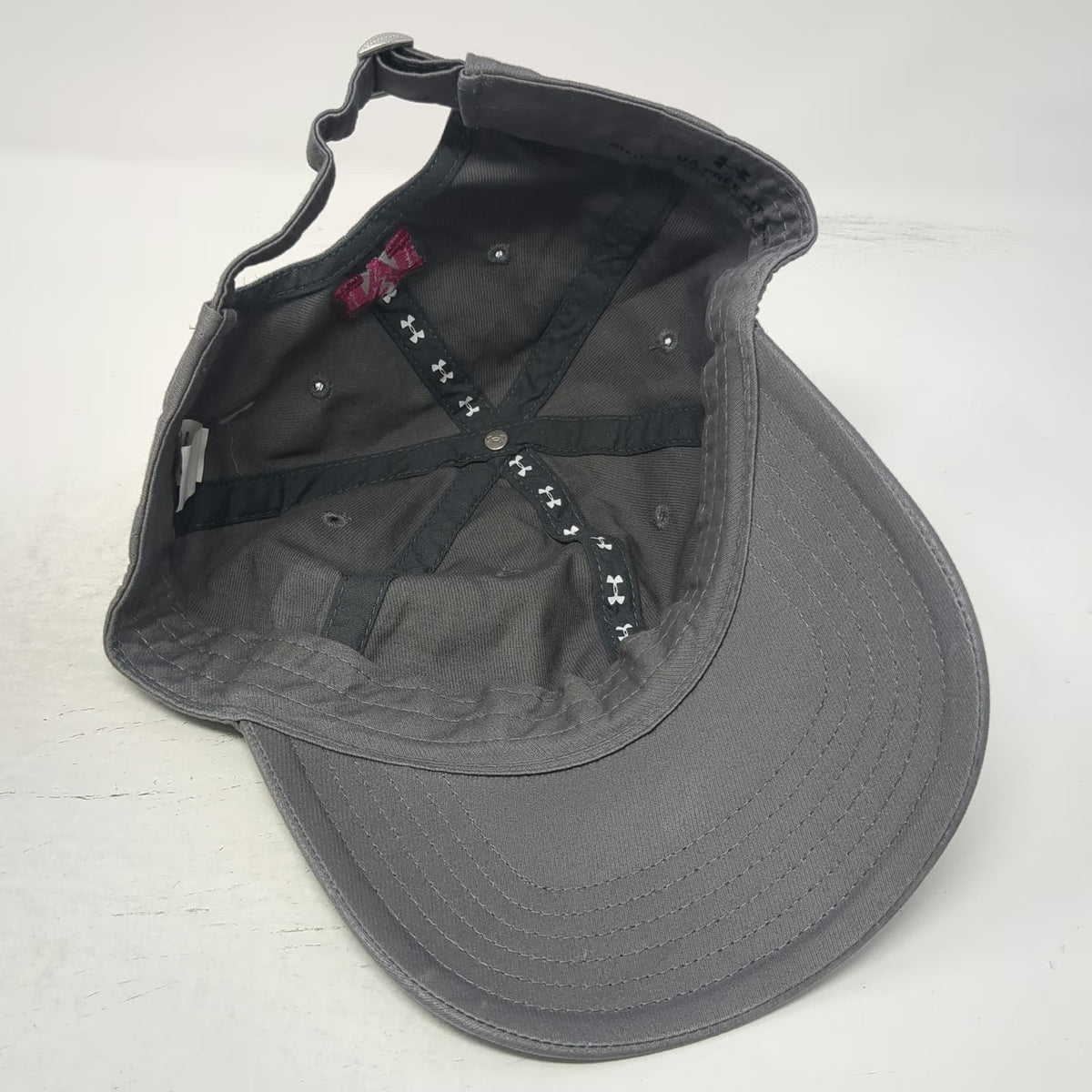 Under Armour Baseball Cap Gray One Size Pink M Logo Slideback Cotton Twill Hat