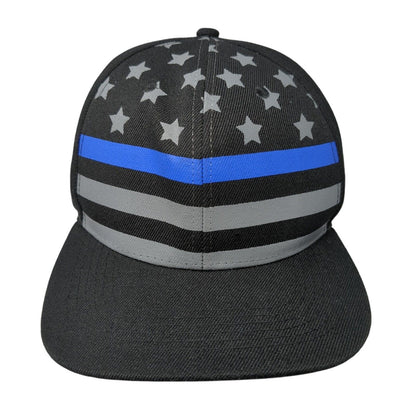Sleefs Snapback Hat Black One Size Embroidered American Flag Adjustable