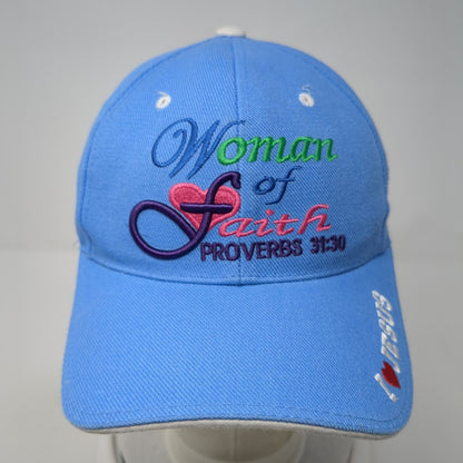 Woman Of Faith Proverbs 31:30 I❤️Jesus Strapback Hat Blue OS Adjustable Hosanna