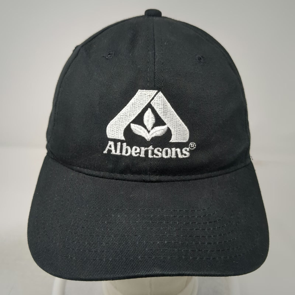 KC Albertsons Black One Size Baseball Cap Strapback Embroidered Logo Hat