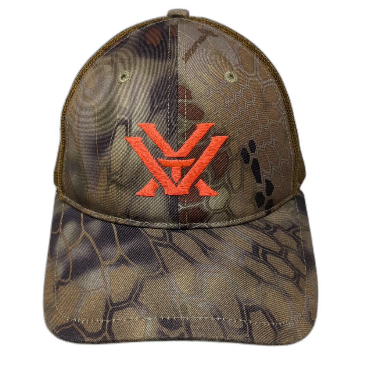 Vortex Trucker Hat Brown Orange One Size Camo Mesh Snapback Richardson Logo V