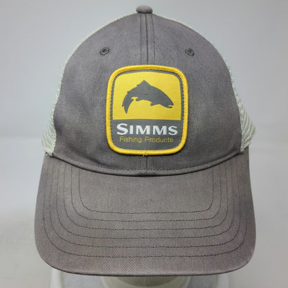 Simms Trucker Hat Gray One Size Mesh Back Fish Patch Snapback Fishing Outdoors