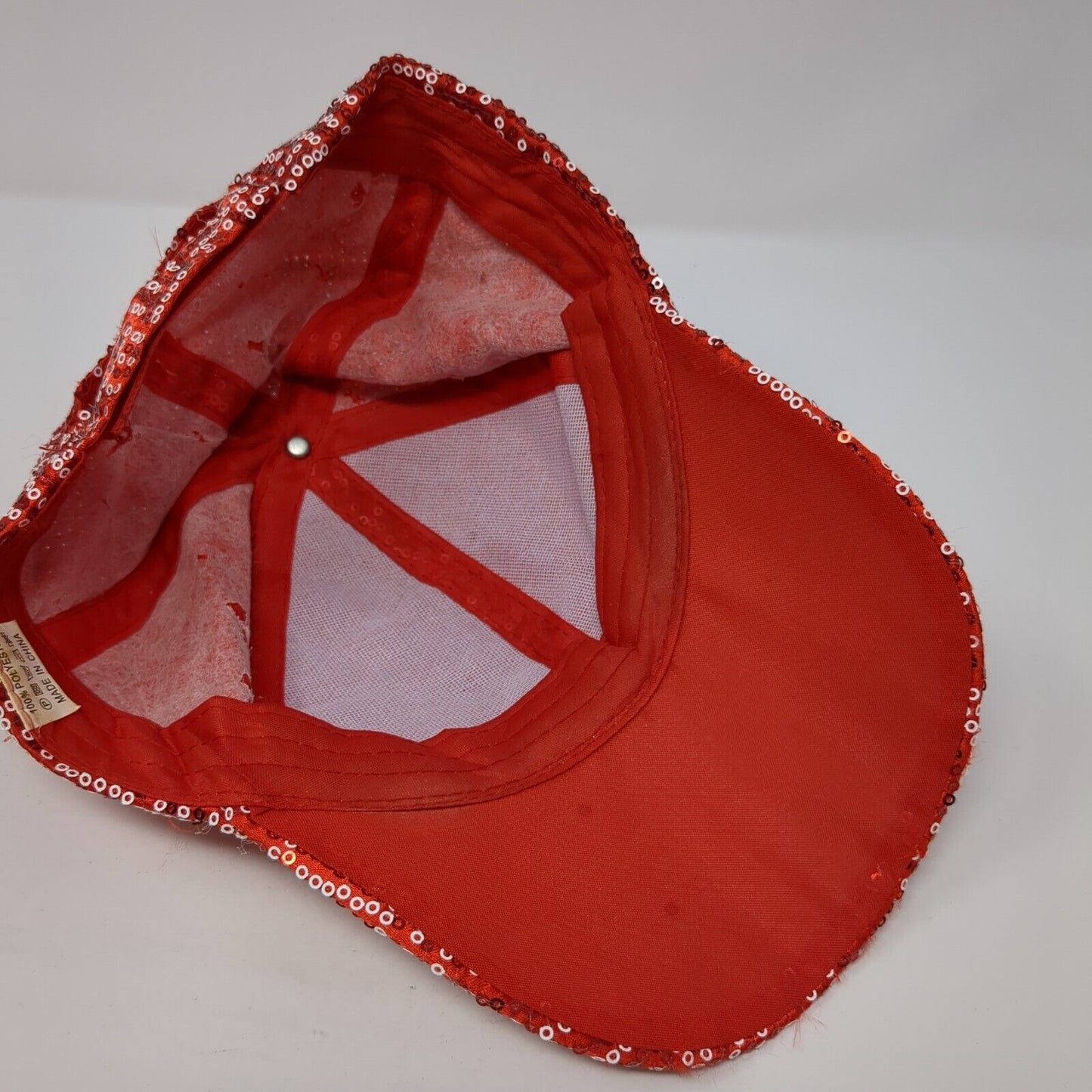 Unbranded Strapback Hat Red One Size Adjustable Bedazzled Sequin Polyester