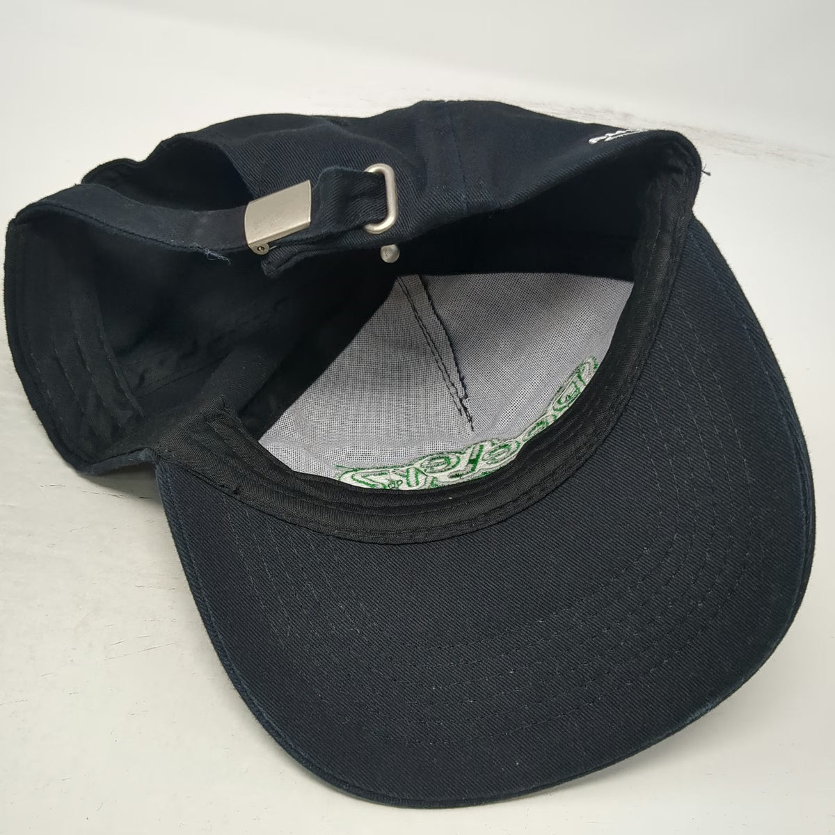 AMOS Peelerz 5 Panel Black Hat One Size Slideback Adjustable Embroidered Cotton