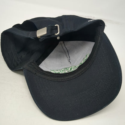 AMOS Peelerz 5 Panel Black Hat One Size Slideback Adjustable Embroidered Cotton