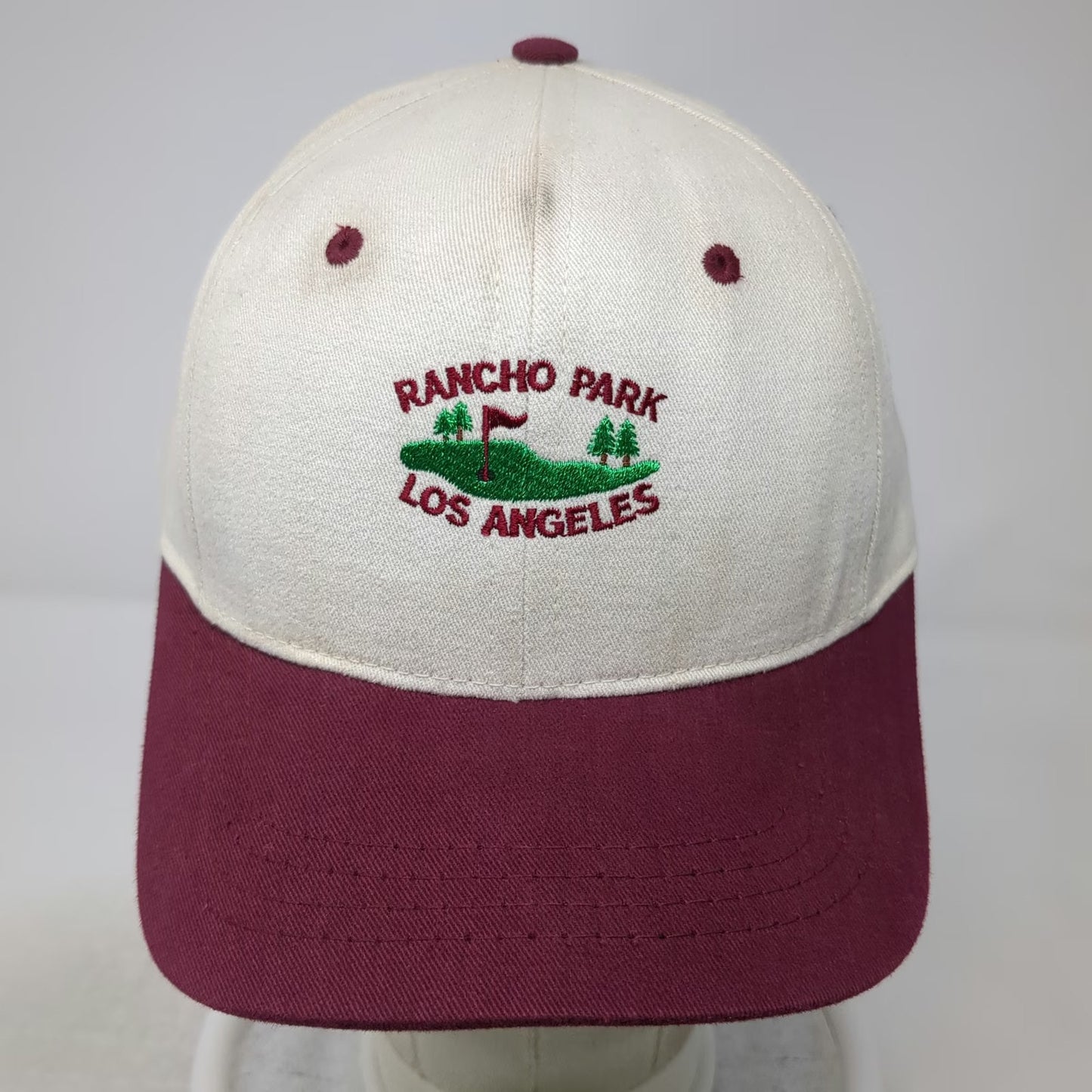 Cali Fame Baseball Cap White Red OS Rancho Park Los Angeles Golf Made in USA