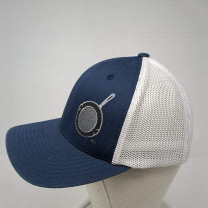The Griddle Fitted Mesh Back Trucker Hat Blue One Size Flexfit Yupoong