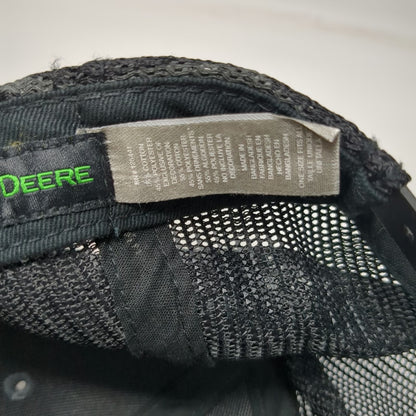 John Deere Trucker Hat Gray Yellow One Size Mesh Snapback Patch Logo Underbrim