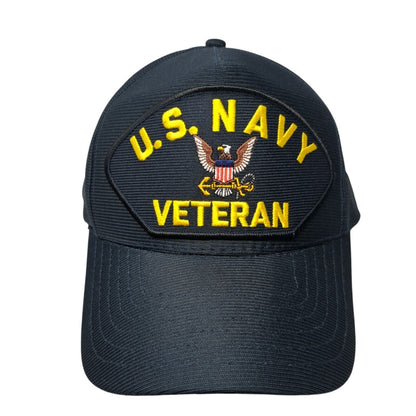 U.S Navy Veteran Snapback Hat Blue OS Adjustable Embroidered 6 Panel Eagle Crest