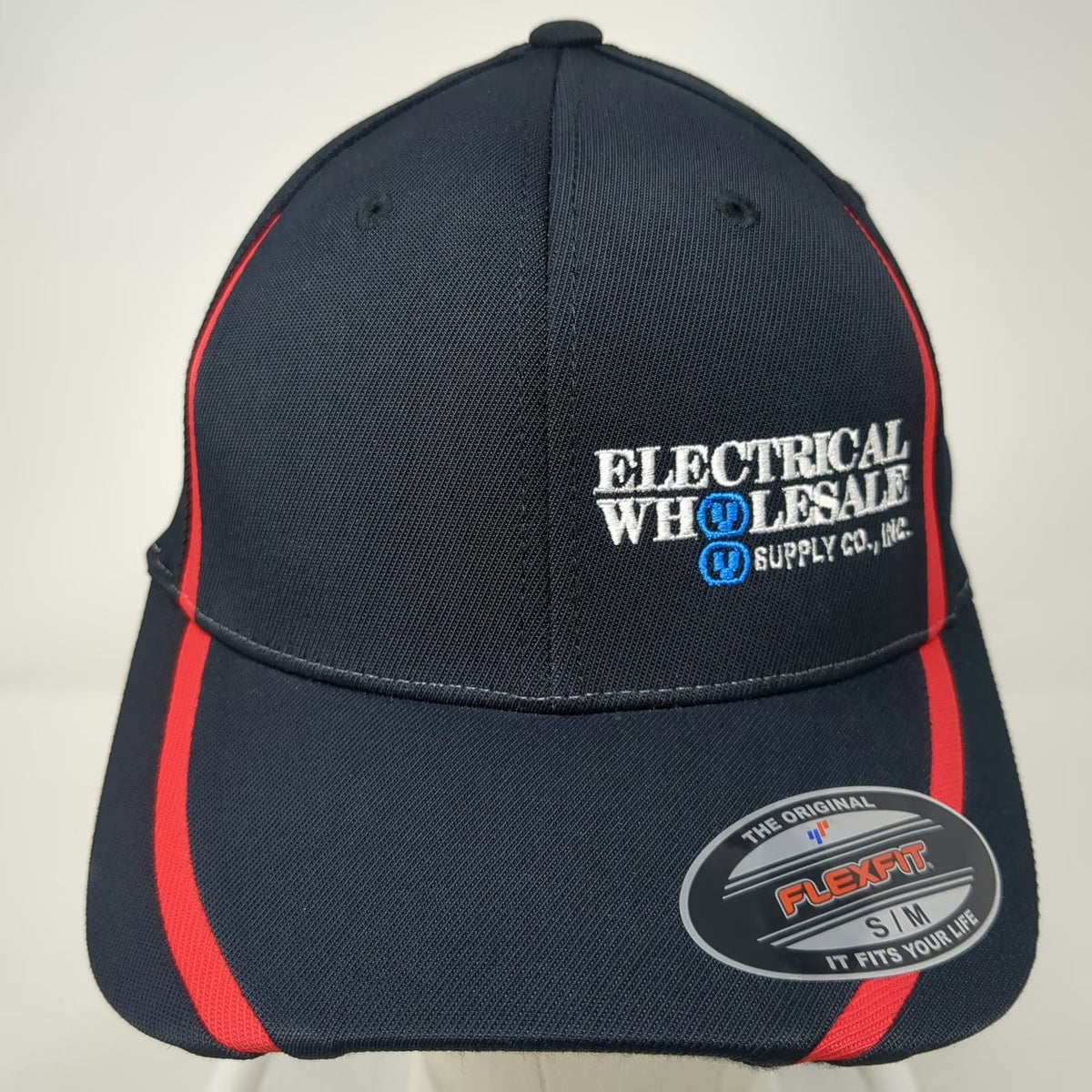 Sport-Tek Black Baseball Cap Size M Electrical Wholesale Supply Co Red Piping