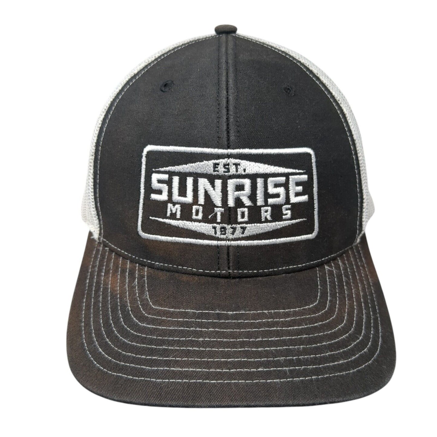 Sunrise Motors Est 1977 Snapback Trucker Hat Black OS Adjustable Mesh Richardson