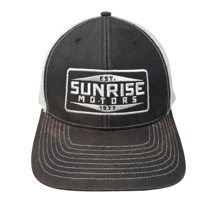 Sunrise Motors Est 1977 Snapback Trucker Hat Black OS Adjustable Mesh Richardson