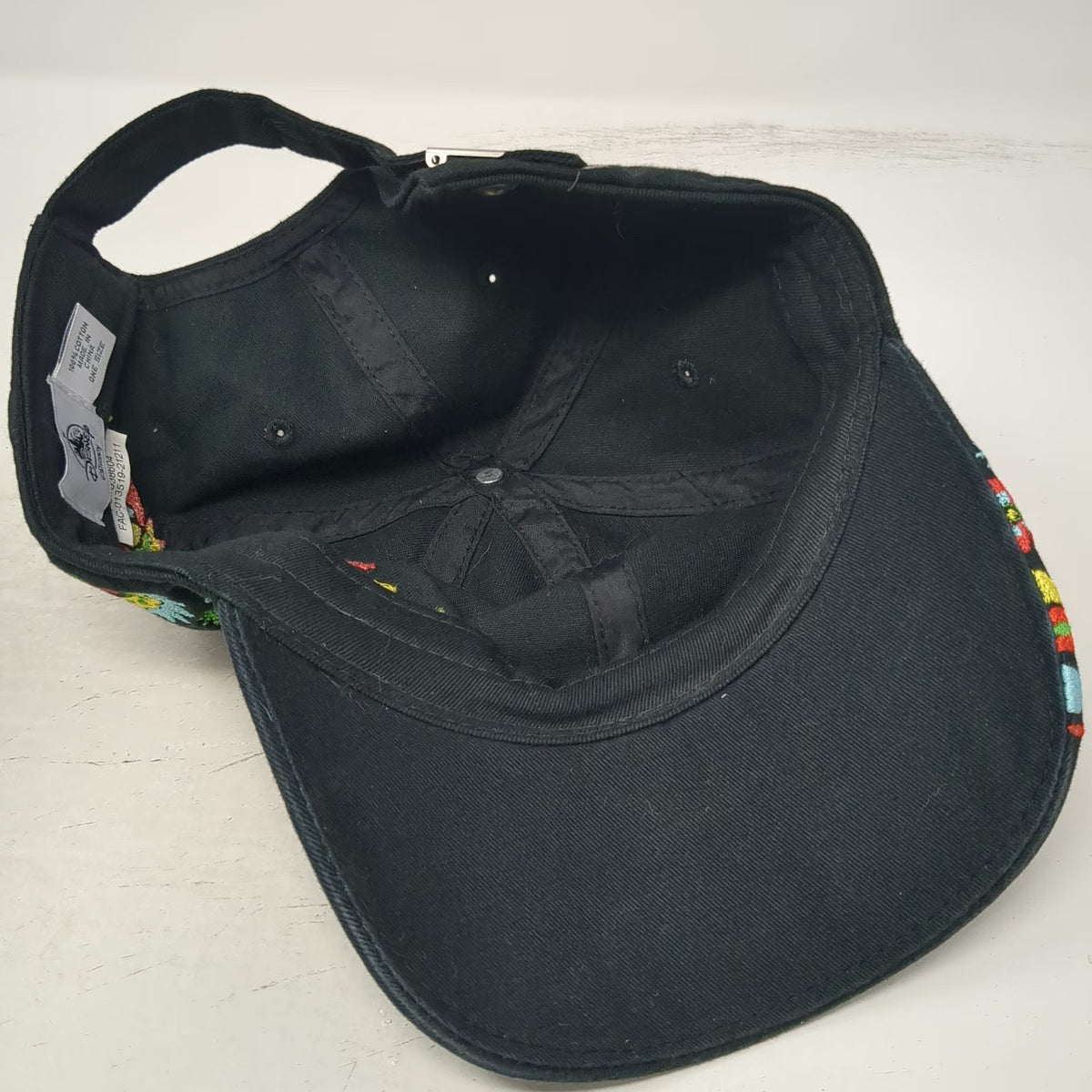 Disney Baseball Cap Black One Size Floral Embroidery Hidden Mickey Mouse Hat