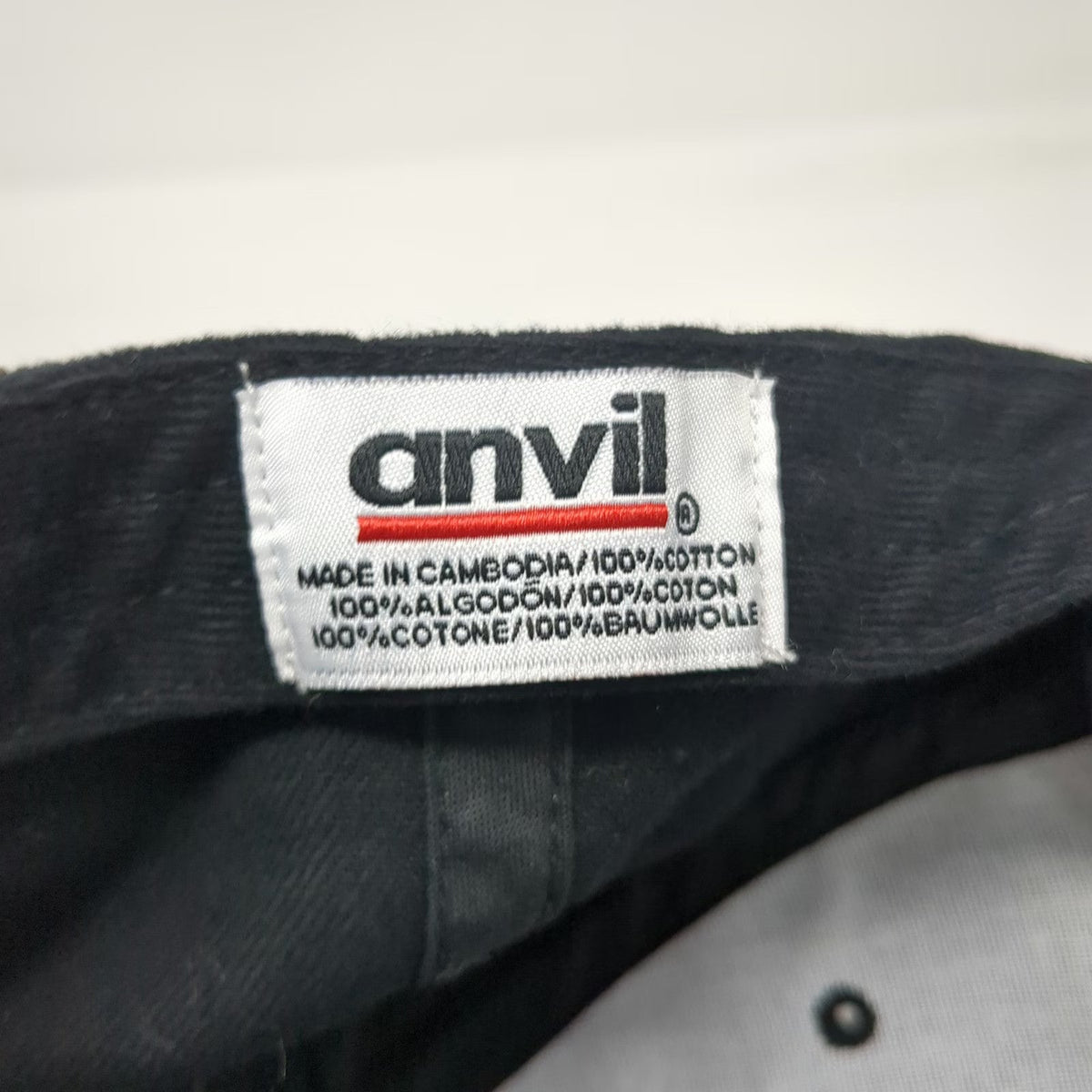 Anvil Baseball Cap Black One Size Anchor Inn Embroidered Logo Slideback Hat