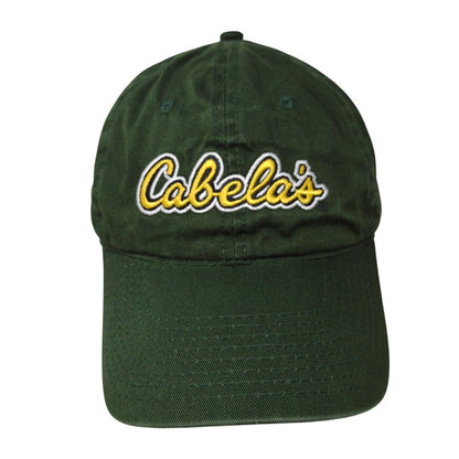 Cabela's Slideback Hat Green OSFM Adjustable Embroidered Vented Holes 6 Panel