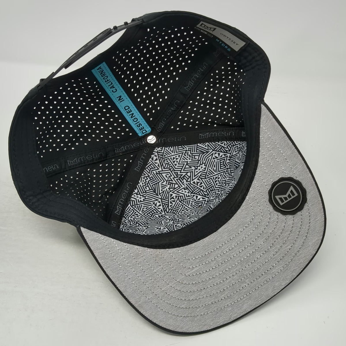 Melin 5 Panel Black Hat L Camo Mesh Snapback Perforated Odyssey Hydro Tech Cap