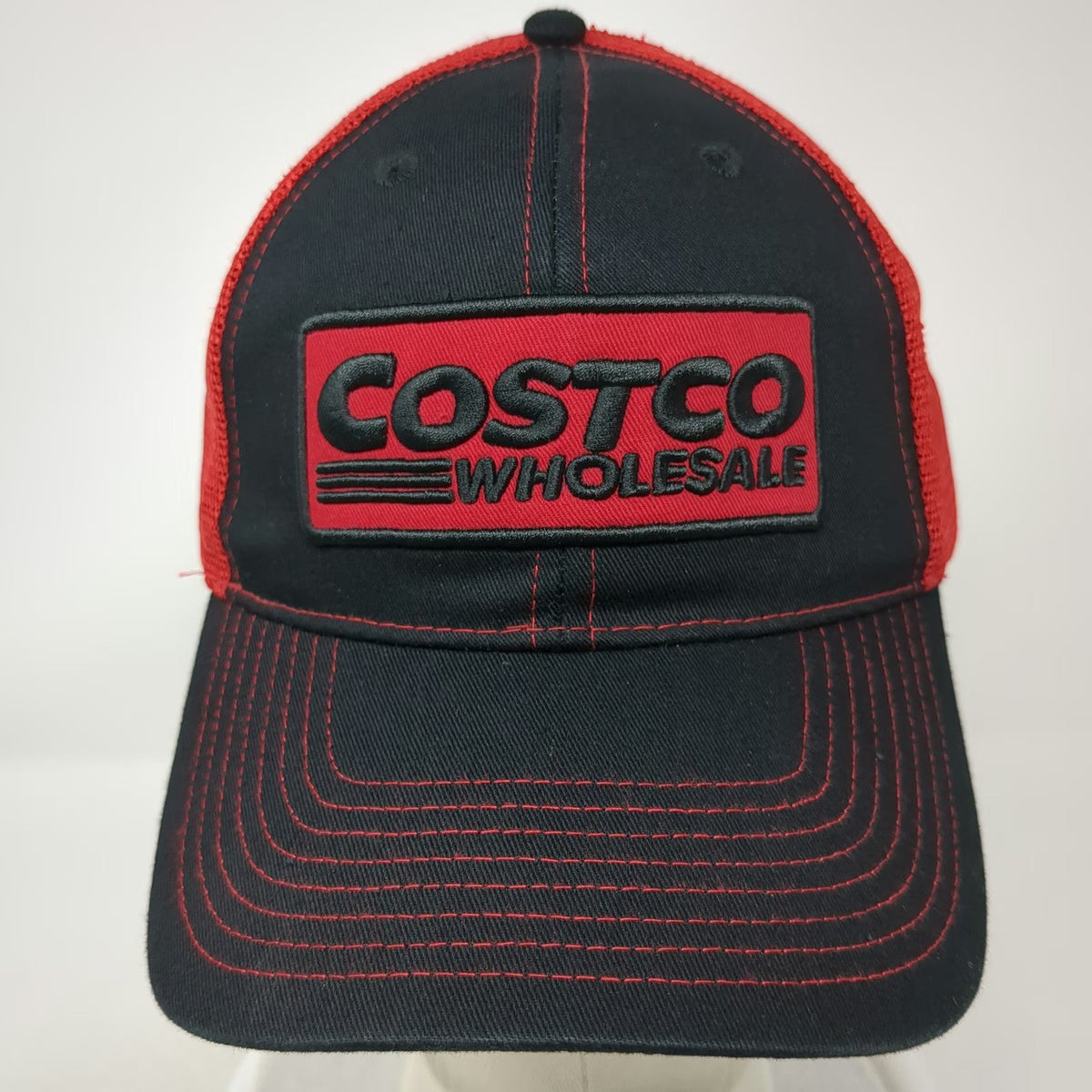 Bamko Trucker Hat Black Red One Size Costco Wholesale Embroidered Logo Patch